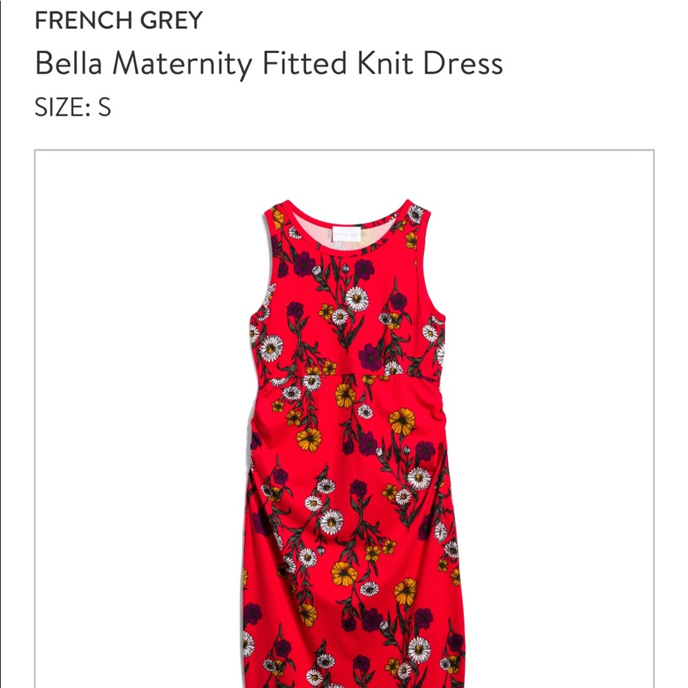 French grey floral print maternity dress.